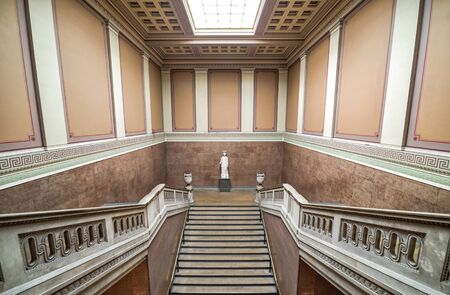 LONDON, UK - 12 JULY, 2016: Entrance side stairs at the British Museum. Museum was designed by architect Lord Norman Foster, opened in year 2000.のeditorial素材