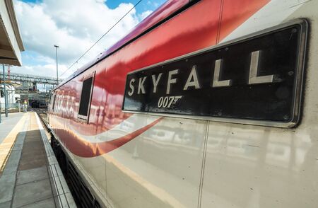 LONDON, UK - 12 JULY, 2016: James Bond named train at King's Cross station, London, England, UK. Train image made at King's Cross Railway Station.のeditorial素材