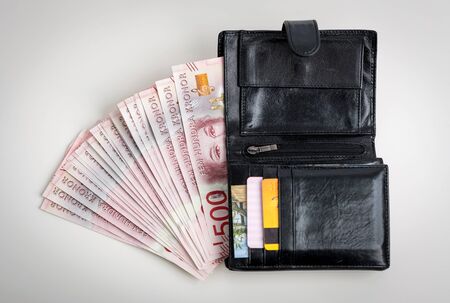 Wallet with Swedish moneyの写真素材