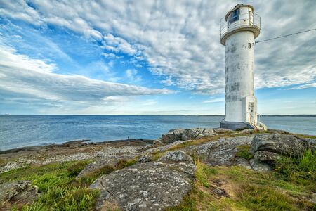 Swedish lighthouse in morning lightの写真素材