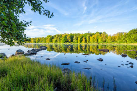 Silent Swedish lake scenery in September