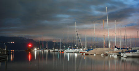 Nightfall at Pully in Switzerlandの写真素材