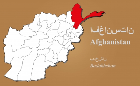 Afghan map in 3D on brown background  Badakhshan highlighted のイラスト素材
