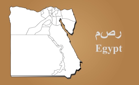 Egypt map in 3D on brown background のイラスト素材