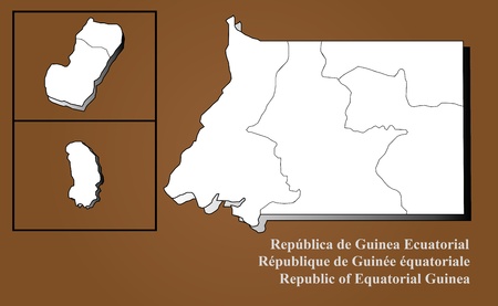 Republic of Equatorial Guinea map in 3D on brown background のイラスト素材