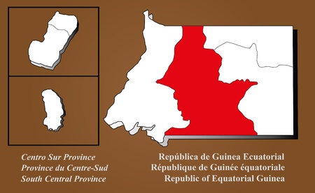 Equatorial Guinea map in 3D on brown background  Centro Sur highlighted のイラスト素材