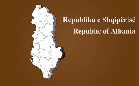 Albania map in 3D on brown background のイラスト素材