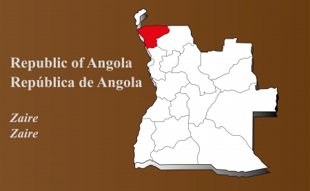 Angola map in 3D on brown background  Zaire highlighted のイラスト素材