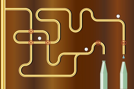 Piping which carries water in a bottle のイラスト素材