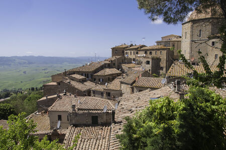 Lookout in Volterra on a sunny day in summerの写真素材