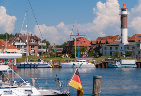 Marina and Lighthouse at Timmendorf Strand (Insel Poel) on a sunny day