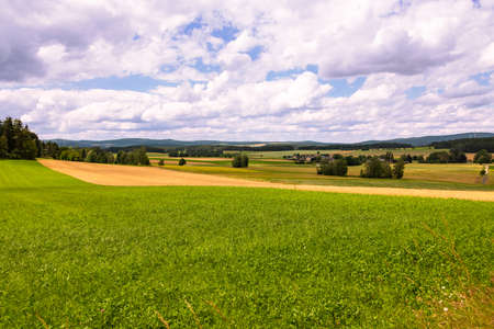 The beautiful panorama of the Fichtel Mountains on a sunny summer dayの写真素材
