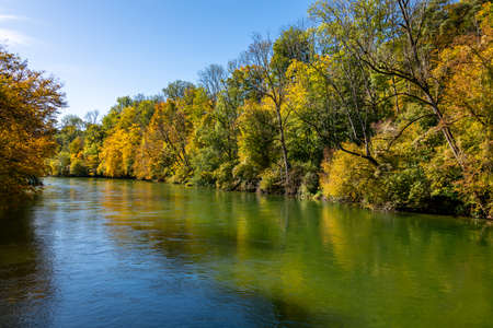 Autumn at River Alz close to Altenmarktの写真素材