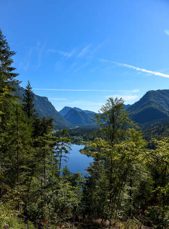 Lake Weitsee and Rauschberg in Bavaria on a summer dayの写真素材