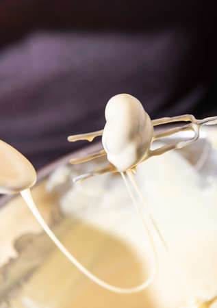 White Christmas Cookies Are Coated With White Chocolateの写真素材