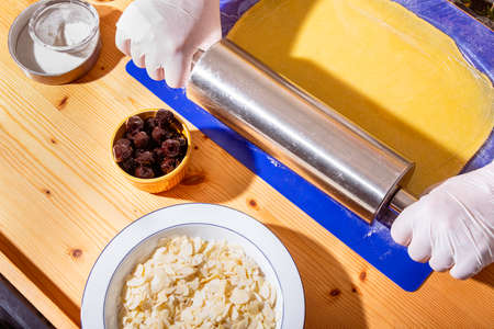 Rolling Out The Marzipan Dough For Chrismas Cookiesの写真素材