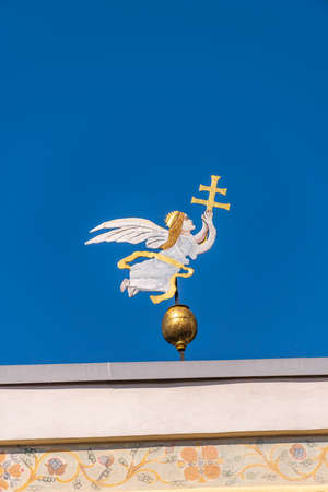 Flying Angel On The Top Of A Roof In Wasserburg Am Innの写真素材