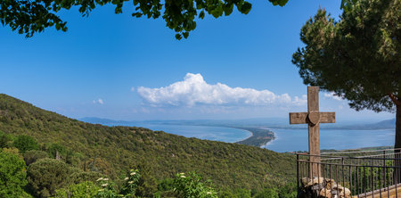 View From Monte Argentario Over The Lagoon Of Orbetello, Tuscanyの写真素材