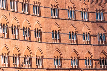 House Facade At The Campo Square In Sienaの写真素材
