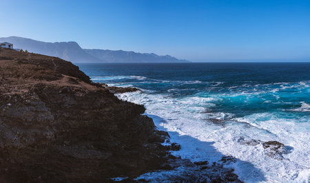 Beautiful Gran Canaria West Coast On A Windy Morningの写真素材