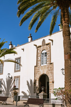 The Entrance To The Canarian Diocese At The Plaza Santa Ana In Las Palmas De Gran Canariaの写真素材