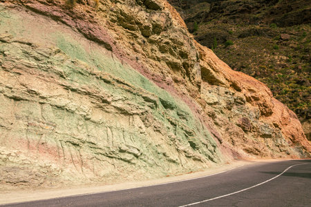 The Natural Wonder Of Colored Rocks In The Mountains Of Gran Canariaの写真素材