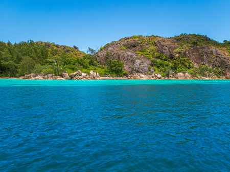 Boat Trip Along The Beautiful Coast Of Curieuse Island, Seychellesの写真素材