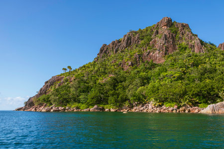 Boat Trip Along The Beautiful West Coast Of Curieuse Island, Seychellesの写真素材