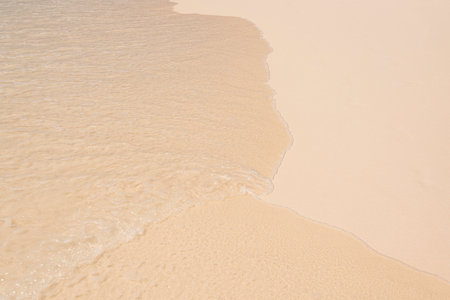 Waves Rolling To The Beautiful Sandy Beach At Grand Anse On La Digue Island, Seychellesの写真素材