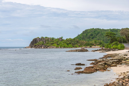 Beautiful Beach Scenery At Port Launay On The West Coast Of Mahe Island, Seychellesの写真素材