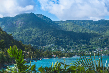The Beautiful Setting Of Beau Vallon Between Mountain And Sea - Mahe Island, Seychellesの写真素材
