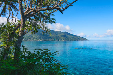 Beautiful View Over The Bay Of Beau Vallon On Mahe Island, Seychellesの写真素材