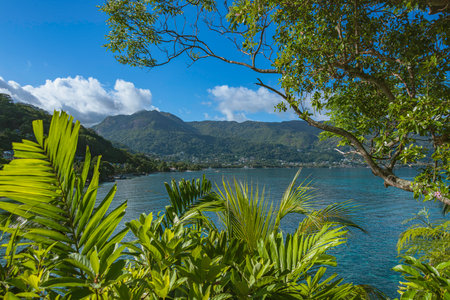 Amazing View Over The Lagoon To Beau Vallon On Mahe Island, Seychellesの写真素材