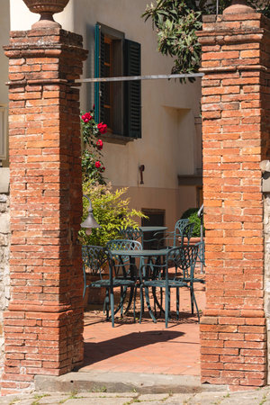 A Lovely Place For A Short Break - A Patio In Radda In Chianti, Tuscanyの写真素材