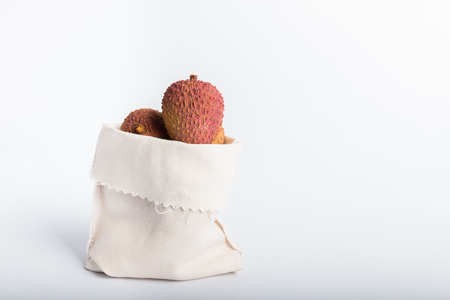 lychee fruit on a white backgroundの写真素材