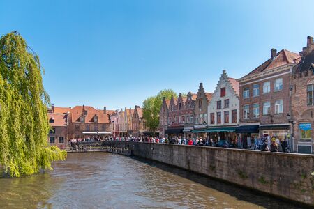 Bruges, Belgium - Mai 5, 2018 - The historic city center near the rosary quayのeditorial素材