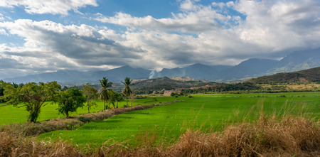 andes mountains with rice fields in southern amazon region of Peru.