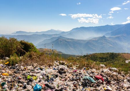 Amazonas, Peru - June 5, 2018 - waste on the side of the road in the Andes mountains of Peruのeditorial素材