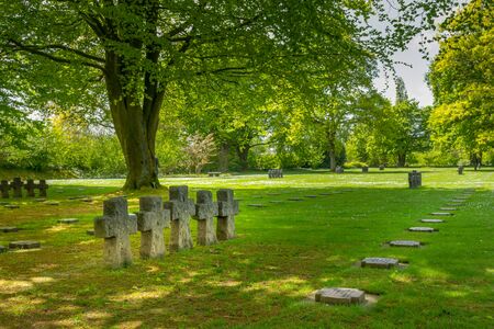 La cambe, France - May 5, 2019: German military cemetery near the village La Cambe France. To commemorate 21160 German soldiers whom died during WW2 in the Normandy region.のeditorial素材