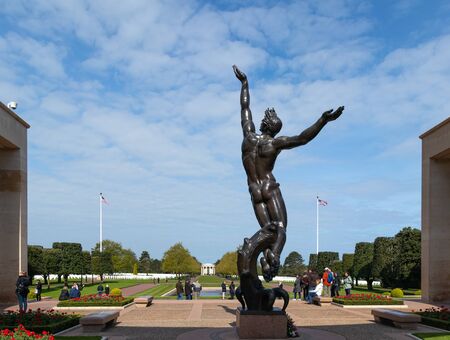 Colleville sur Mer,France - May 6, 2019: Normandy American Cemetery and Memorial near the village of Colleville sur Mer, Calvados in Normandy France. The cemetery contains the graves of 9387 American soldiers whom lost there lives during the landing in Noのeditorial素材