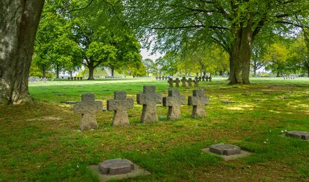 La cambe, France - May 5, 2019: German military cemetery near the village La Cambe France. To commemorate 21160 German soldiers whom died during WW2 in the Normandy region.のeditorial素材