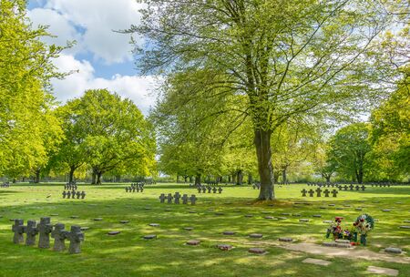 La cambe, France - May 5, 2019: German military cemetery near the village La Cambe France. To commemorate 21160 German soldiers whom died during WW2 in the Normandy region.のeditorial素材
