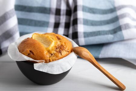 Fresh homemade apple muffins with cinnamon.