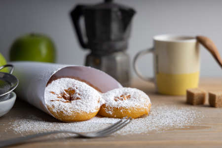 Homemade desert apple fritters made with organic ingredients.の写真素材