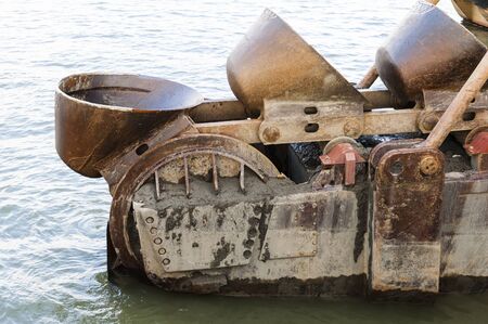 Part of a dredger in the port of Antwerpの写真素材