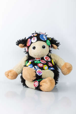 Black sheep with logos from social platforms like facebook, instagramm, whatsapp, youtube, snapchat with white background. Verticalのeditorial素材