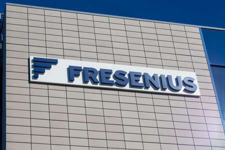 Bad Homburg, Germany March 7th, 2021. Facade of Fresenius building specialized for products and...