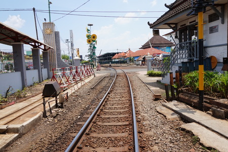 Railway in Tugu Train Station, Yogyakarta, Indonesiaのeditorial素材