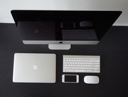 imac, iphone, keyboard, magic mouse and macbookのeditorial素材