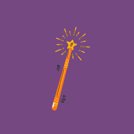 Bubbly Magic Wand Hand Drawn Halloween Illustration Setのイラスト素材